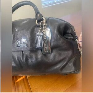 Vintage RARE Coach Madison Pearlized BLK Leather Sabrina Satchel Purse